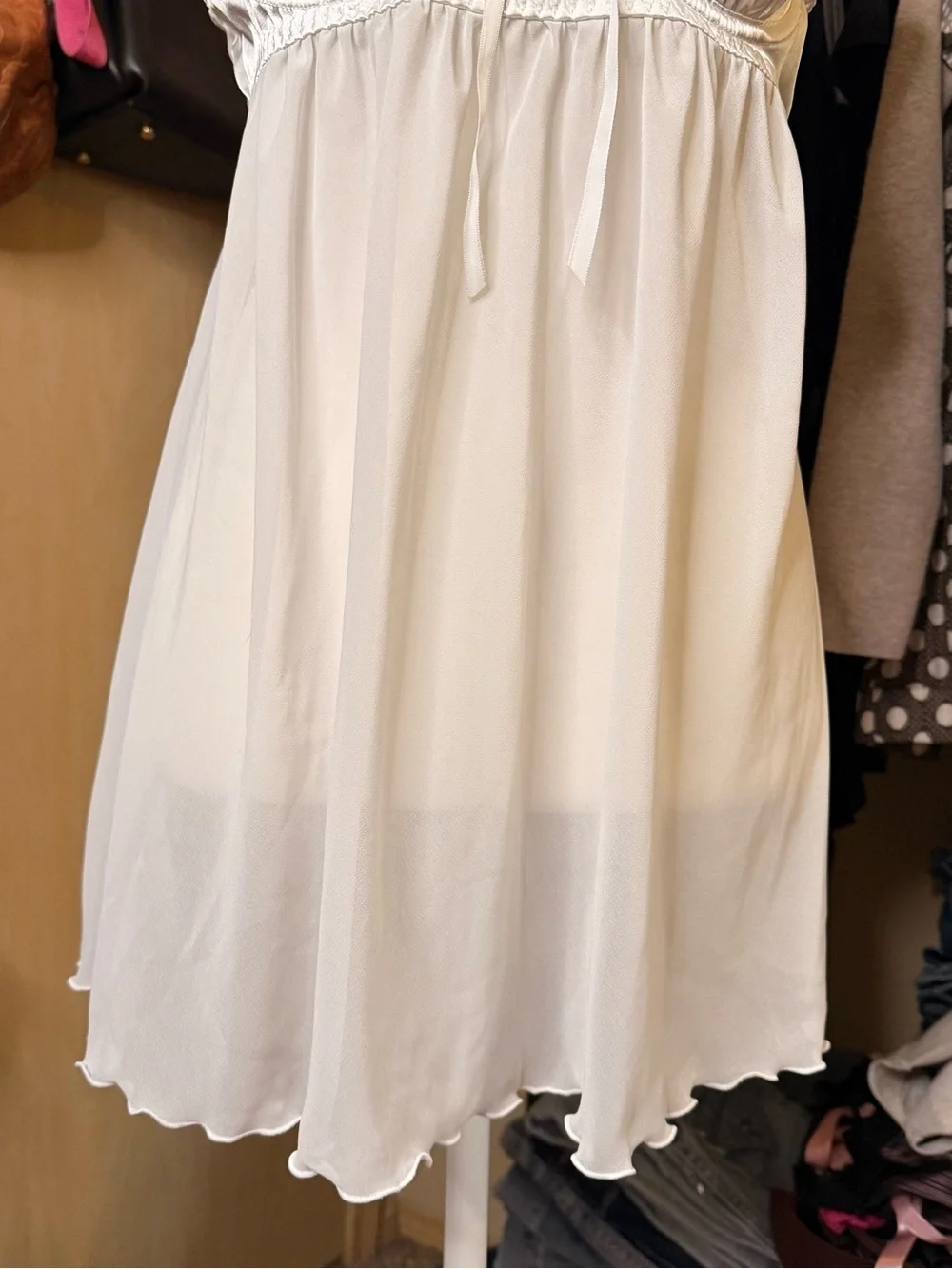 Linea Donatella Ivory Lace-Trim Satin & Chiffon Chemise